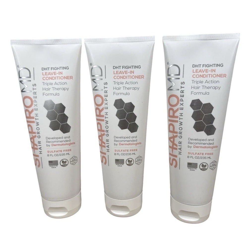 3 Pack SHAPIRO MD Hair Loss Formula Vegan Leave-In CONDITIONER DHT Blockers 8 oz